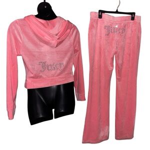 JUICY COUTURE FLAMINGO PINK OG BLING RHINESTONE VELOUR TRACKSUIT SWEATSUIT NWT